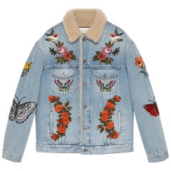 Gucci // Light Blue Leather Blind For Love Varsity Jacket – VSP