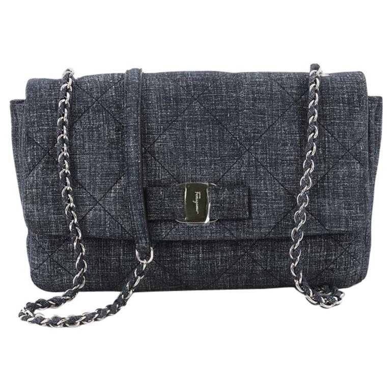 Salvatore Ferragamo Gelly Handbag Quilted Denim Medium at 1stDibs