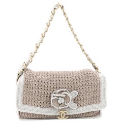 Chanel Camellia Crochet Klappe Tasche Stoff klein