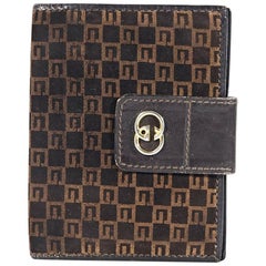 Brown Vintage Gucci Suede Monogram Credit Card Holder