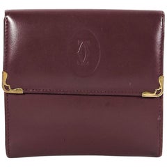 Burgundy Retro Cartier Leather Wallet