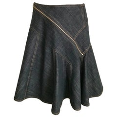 ALAIA Denim Zipper  Skirt