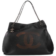 Chanel CC Logo Charm Tote Perforated Leather Large
