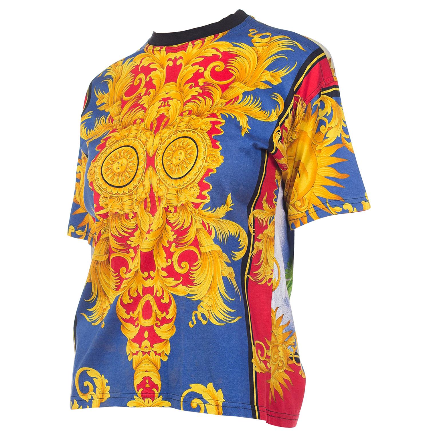 1990s Gianni Versace Couture Silk Baroque Shirt With Flag Print at 1stDibs