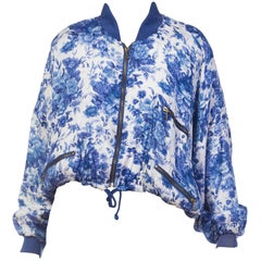 1980s English Floral Printed Bomber Jacket