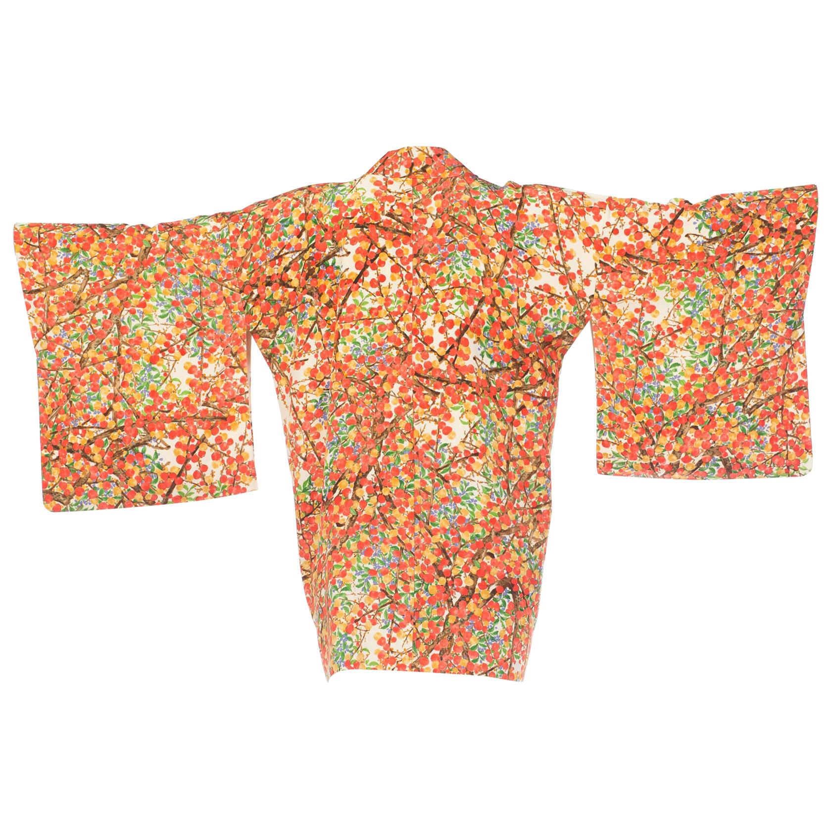1960s Floral Japanese Kimono With Crystals Strap