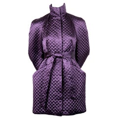 Alexander McQueen purple satin quilted runway coat, 2007
