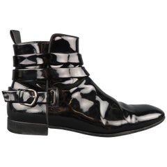 GIORGIO ARMANI Boots - Size US 9 Black Patent Leather Strappy Ankle Boots