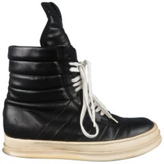 RICK OWENS Size 11 Black Leather High Top Boot Sneakers Trainers