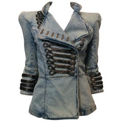 Balmain Beaded Aiguillette Military Jean Jacket