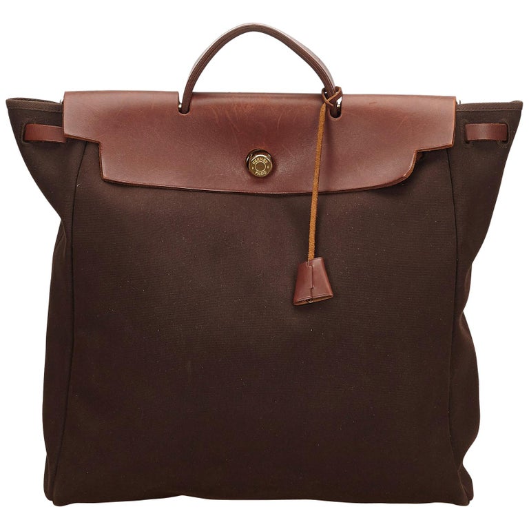 Hermes Brown x Dark Brown Herbag MM For Sale at 1stdibs