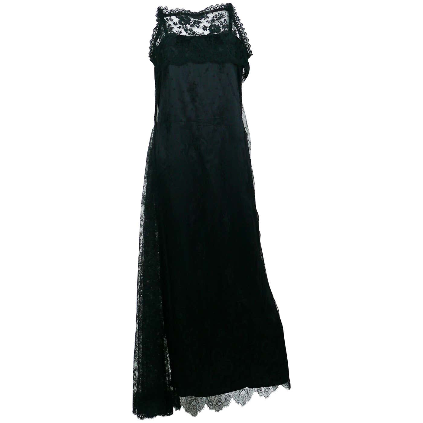Christian Lacroix Vintage Black Lace Maxi Dress, 1990s For Sale at 1stDibs
