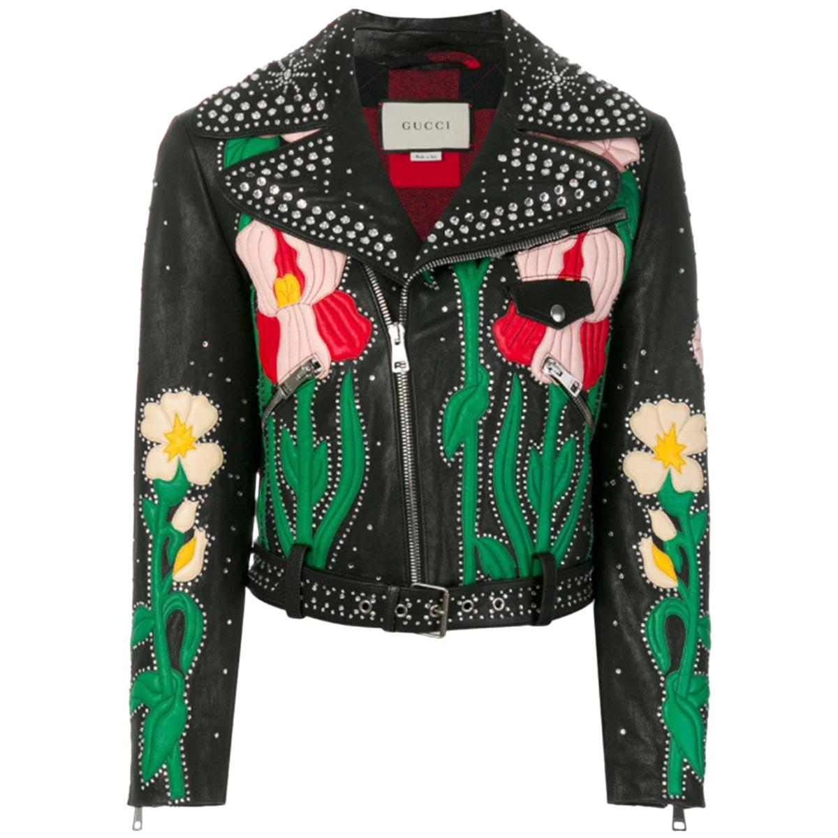 Gucci Embellished Leather Biker Jacket