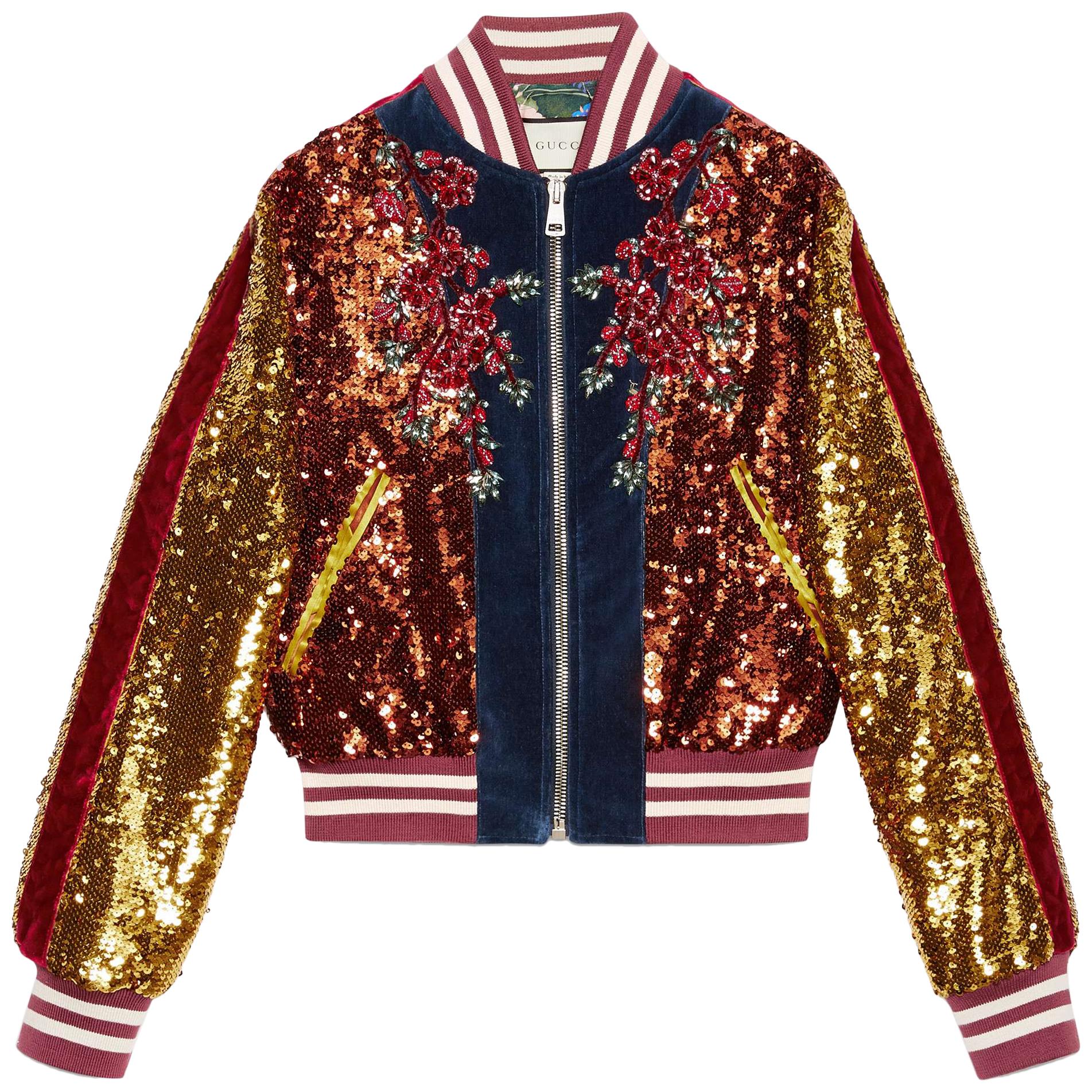 Gucci floral hotsell velvet bomber jacket