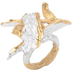 Loveness Lee - Solstice - Gold and Silver textured ring