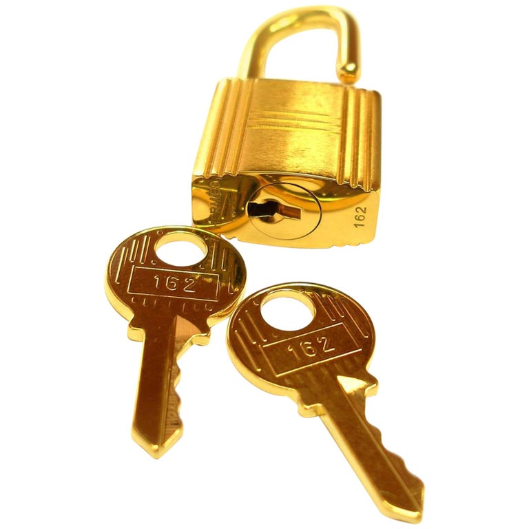 Hermès Cadenas Lock 2 Keys For Birkin or Kelly bag Gold plated shiny