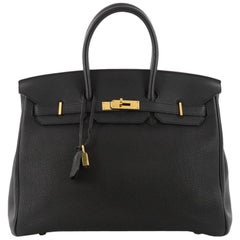 Hermes Birkin Handbag Black Togo with Gold Hardware 35