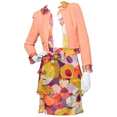 Vintage A 1990s Chanel Silk-Blend Jacket and Silk Chiffon Skirt Ensemble 