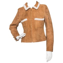 A 1990s Vintage Chanel Brown Shearling Jacket 