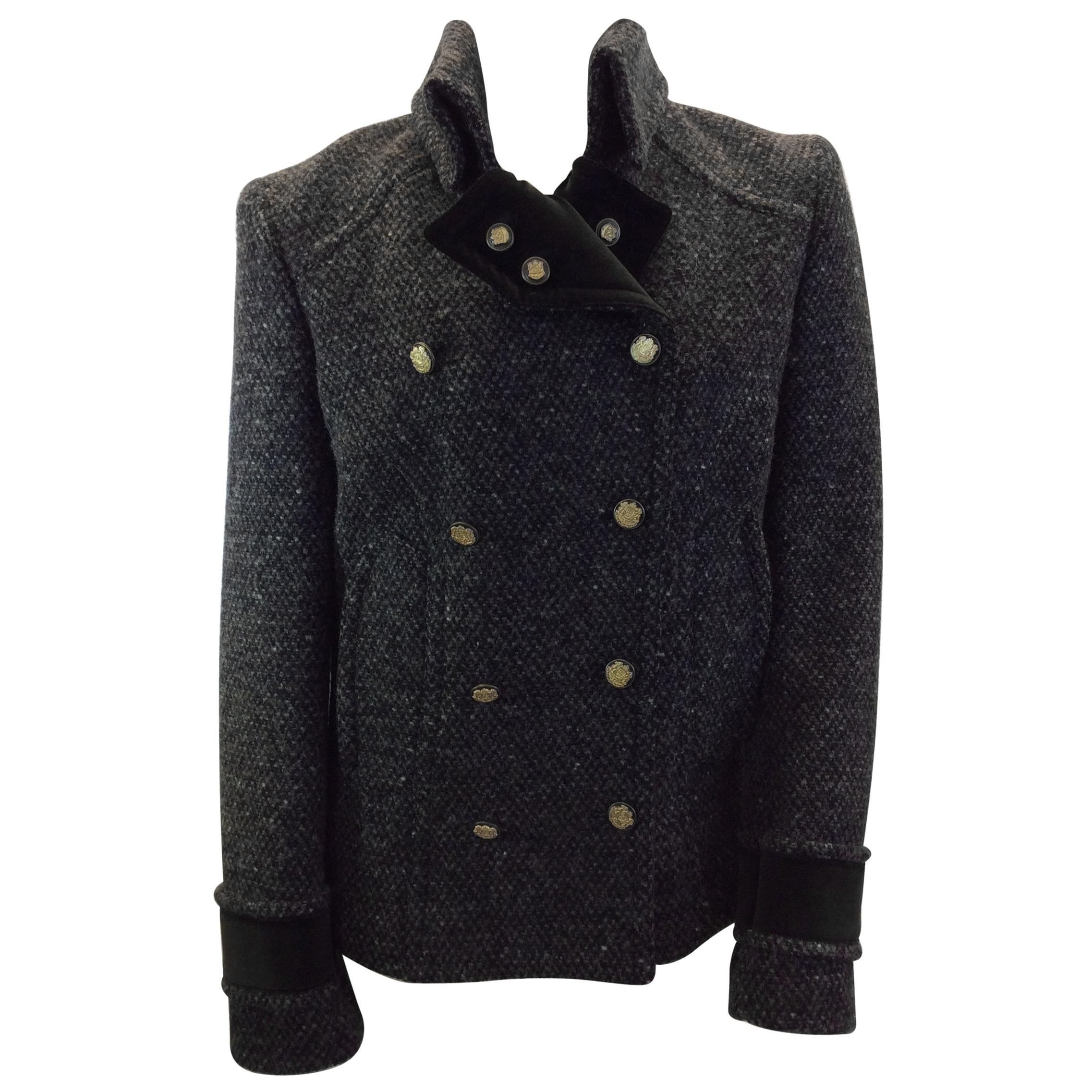 Dolce & Gabbana Grey Tweed Wool Jacket For Sale