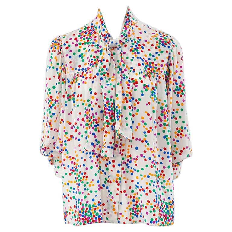 Yves Saint Laurent Lavalliere Dotted Silk Blouse