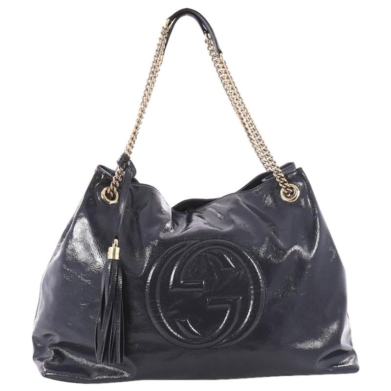 Gucci Soho Chain Strap Shoulder Bag Patent Large