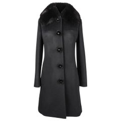 Christian Dior Coat Black Cashmere Mink Collar Mink and Paillette Buttons 6