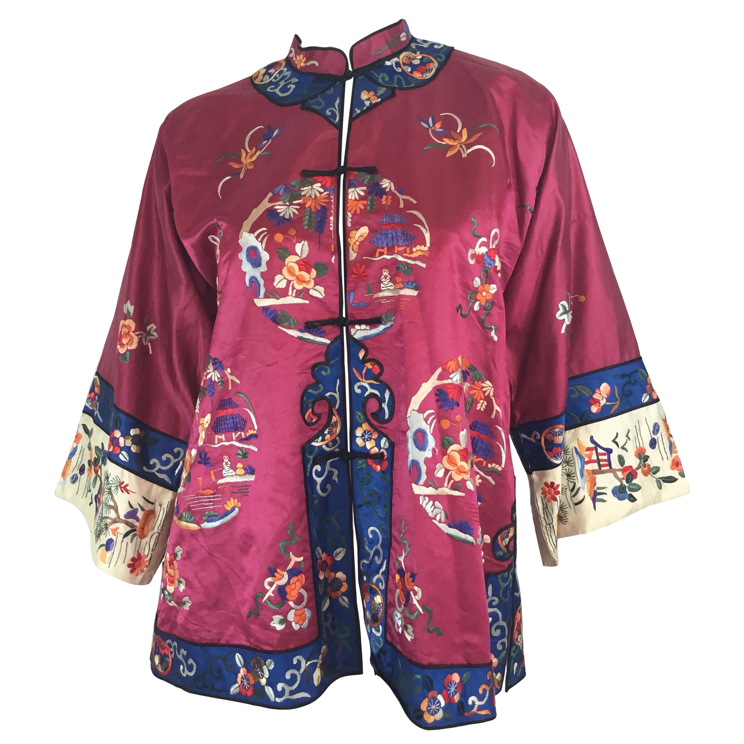 Chinese Silk Embroidered Jacket, Circa 1920