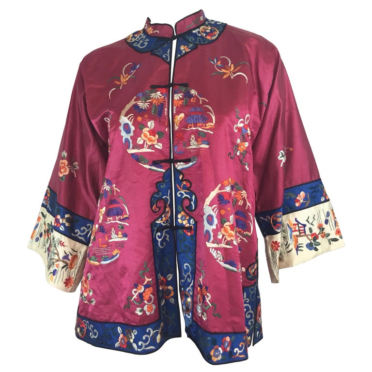 Chinese Silk Embroidered Jacket, Circa 1920 For Sale at 1stDibs