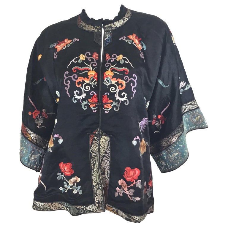 Chinese Silk Embroidered Jacket, Circa 1920 For Sale at 1stDibs