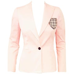 Christian Dior Soft Pink Cotton Jacket W/ Embroidered Emblem Decoration