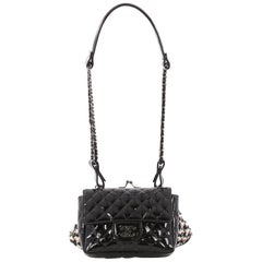  Chanel Twin Chain Shoulder Bag Quilted Patent and Tweed Small
