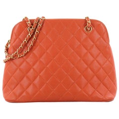 Chanel Vintage Zip Chain Shoulder Bag Quilted Caviar Medium