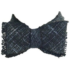 Chanel Black Tweed Bow Tie