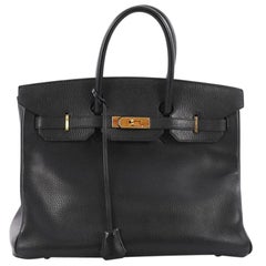 Hermes Birkin Handbag Black Ardennes with Gold Hardware 35