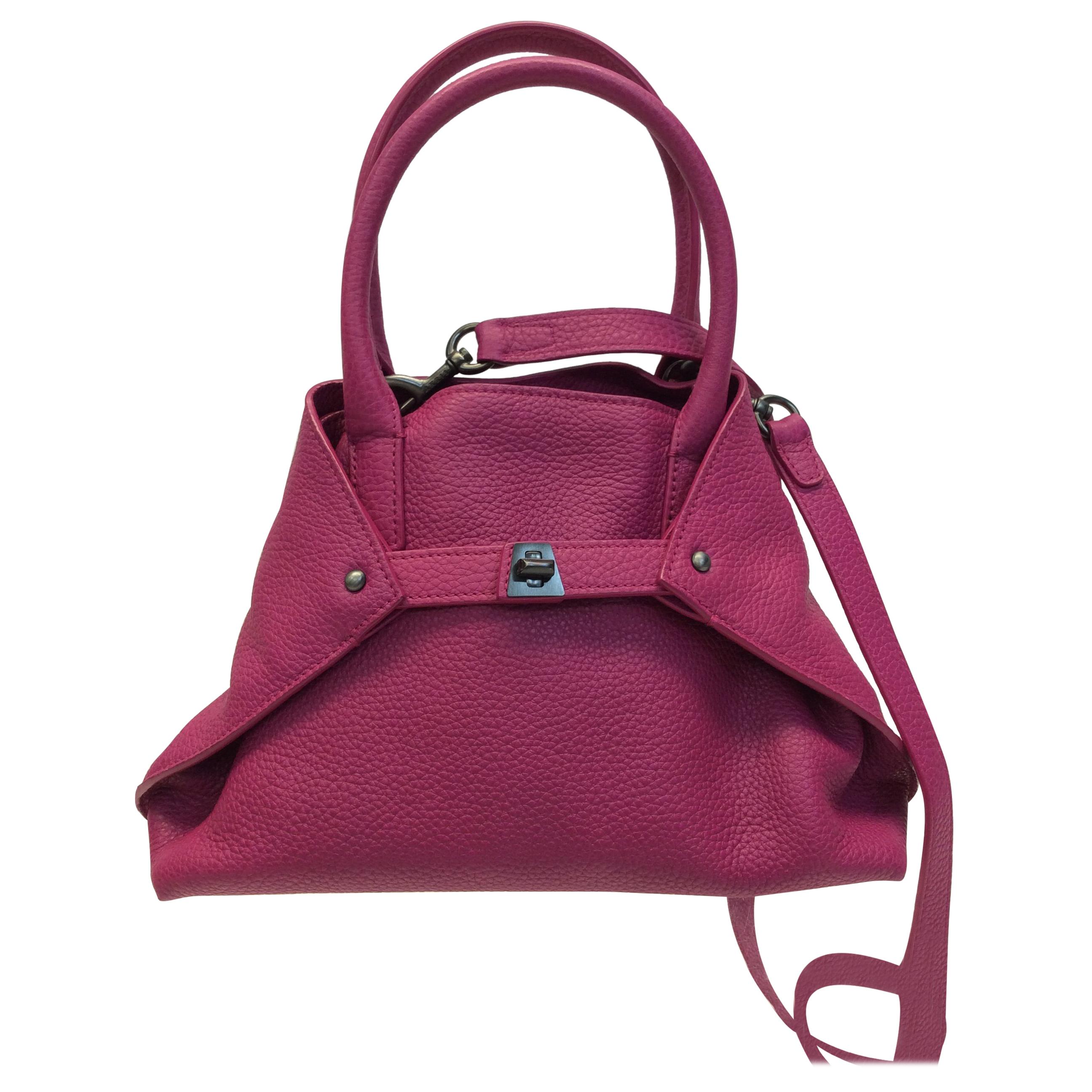 Akris Fuchsia Leather Micro-Messenger Bag  For Sale