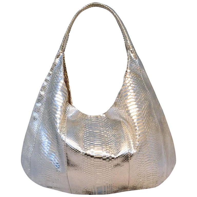 Chloe Silver Leather Satin Snakeskin Buckle Shoulder Bag For Sale at  1stDibs