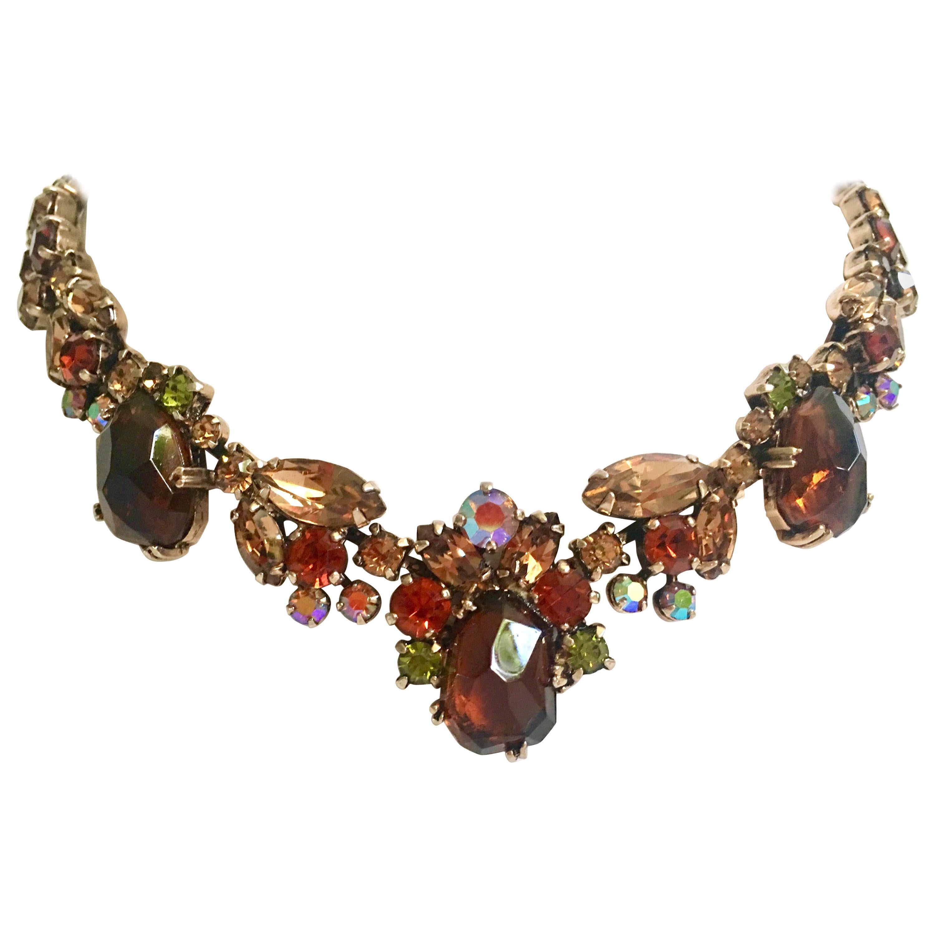 Gold & Swarovski Crystal Vintage Choker Style Necklace By, Delizza & Elster 