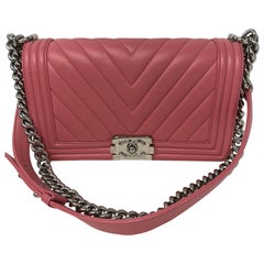 Chanel Pink Boy Chevron Lambskin Crossbody Bag
