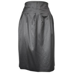 Retro Black Burberry Satin High Waist Skirt