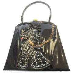 Soure New York Mid Century Patent leather Poodle Dog handbag 