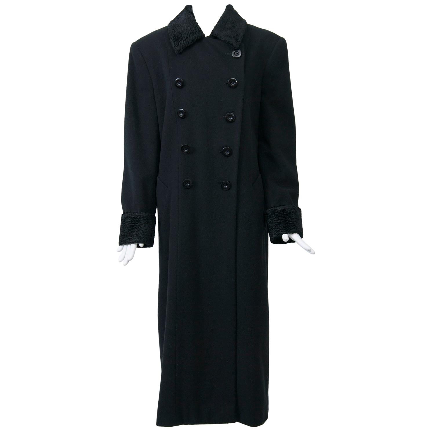 Dior Schwarzer Mantel aus den 1980er Jahren im Angebot