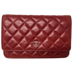 Chanel Red Wallet on Chain Lambskin Crossbody