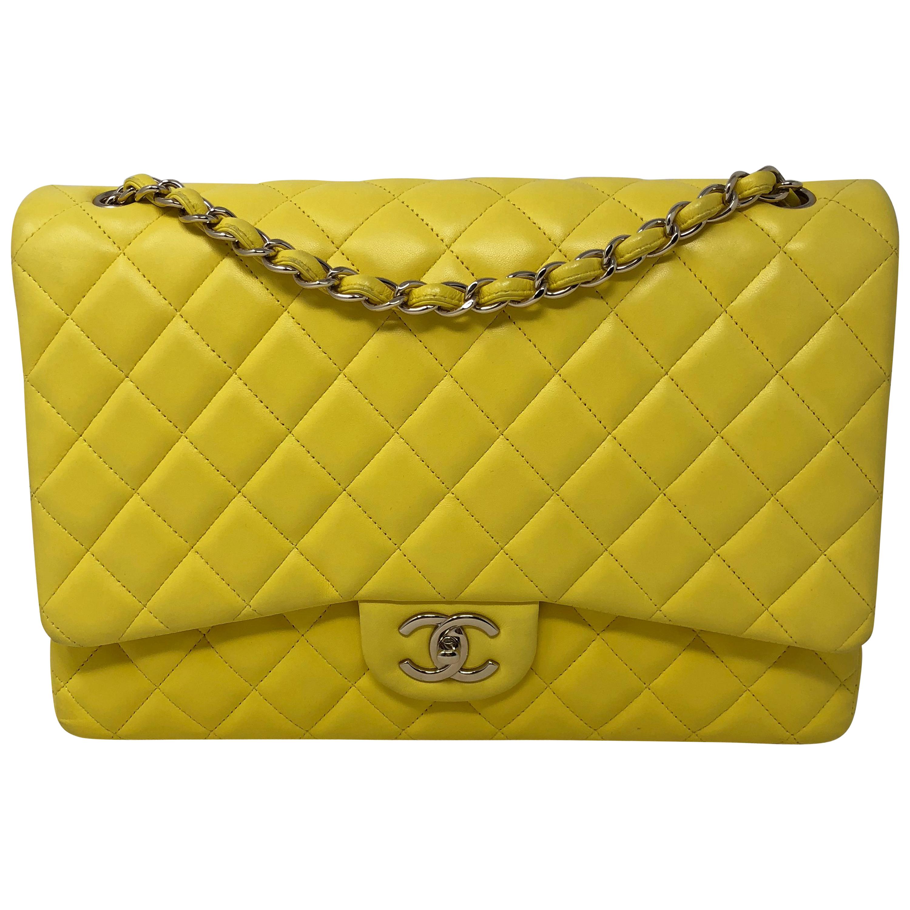 Chanel Yellow Maxi Double Flap Bag