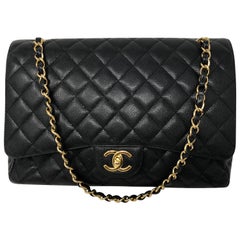 Chanel Maxi Black Caviar GHW Double Flap
