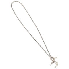 Hermes Silver Lucky Horse Shoe Pendant Necklace