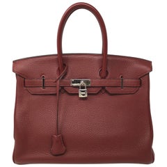 Hermes Rouge Birkin 35 Bag