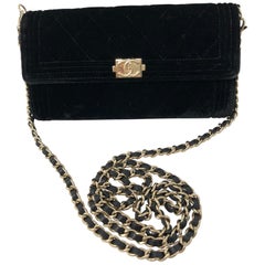 Chanel Black Velvet Crossbody Bag