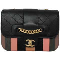 Chanel Black calfskin and Multicolor Python Flap Bag