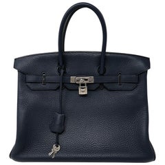 Hermes Bleu Abysse Palladium Hardware Birkin 35 Bag